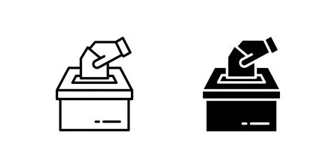 A modern vector icon set featuring hand voting box symbols, suitable for el.. Stock Illustration