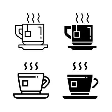 A modern vector icon set featuring hot tea cups, suitable for beverage and .. Stock Illustration