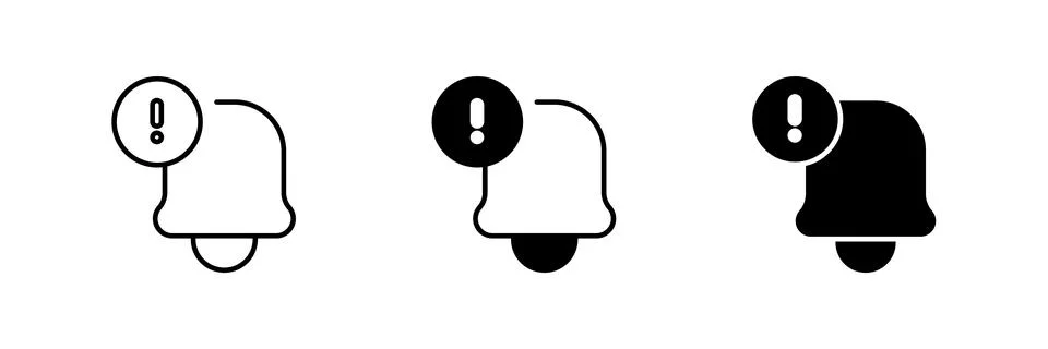 A modern vector icon set featuring notification bells, suitable for technol.. Stock Illustration