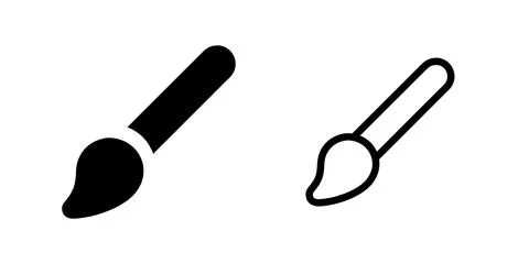 A modern vector icon set featuring paint brushes, suitable for art and crea.. Illustrazione stock