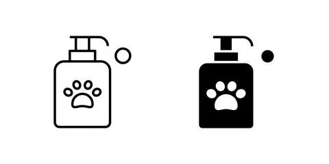 A modern vector icon set featuring pet shampoo bottles, suitable for pet ca.. Stock Illustration