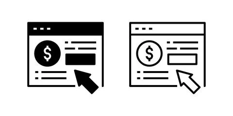 A modern vector icon set featuring pay-per-click symbols, suitable for digi.. Stock Illustration
