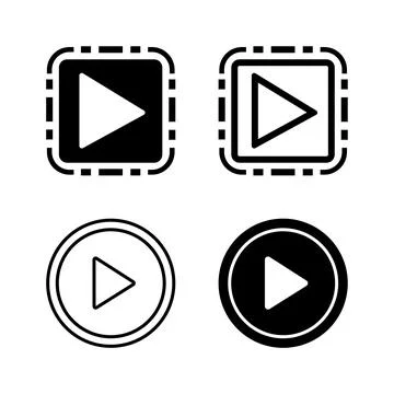 A modern vector icon set featuring play button symbols, suitable for media .. Stock Illustration
