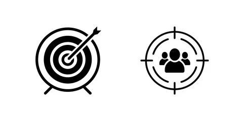 A modern vector icon set featuring target symbols, ideal for goal-setting, .. Stock Illustration