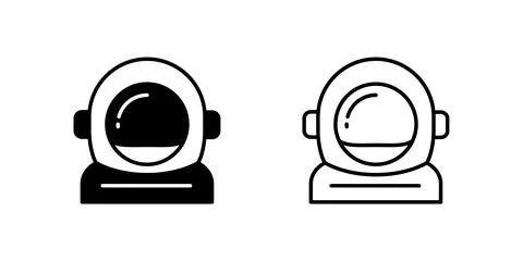 A modern vector icon set showcasing astronaut helmets, suitable for space e.. Stock Illustration