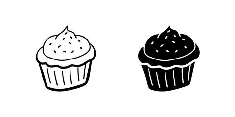 A modern vector icon set showcasing cupcakes, suitable for baking and celeb.. Stock Illustration