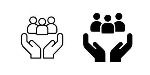 A modern vector icon set showcasing group care symbols, suitable for commun.. Stock Illustration