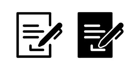 A modern vector icon set showcasing signature contract symbols, suitable fo.. Stock Illustration