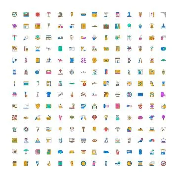 Modern vector icons representing daily life objects and business concepts Illustrazione stock