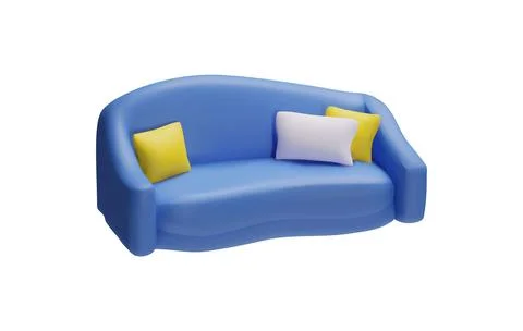 Modern vector illustration of a blue sofa with pillows on an isolated background Illustrazione stock