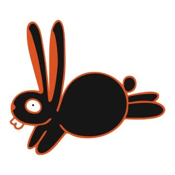 Modern vector illustration with cute black rabbit Illustrazione stock