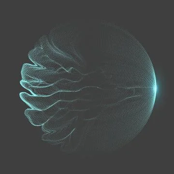 Modern vector illustration with a deformed circle shape of the particles Stock Illustration