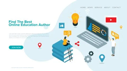 Modern vector illustration for e-learning  and online education   landing pag Stock Illustration