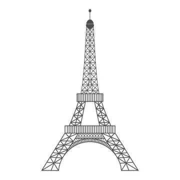 Modern vector illustration of Eiffel Tower. Black vector illustration. Romantic Stock Illustration