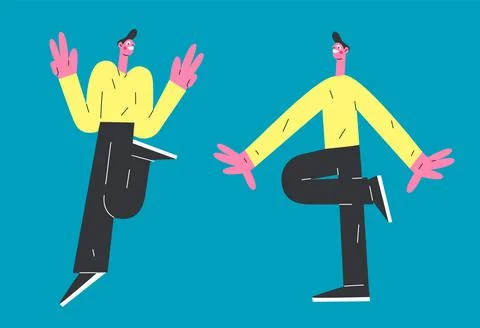 Modern vector illustration of happy young man, young man jumping Illustrazione stock
