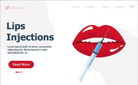 Modern vector illustration of lips injections. Lip augmentation. Hyaluronic A Stock-Illustration
