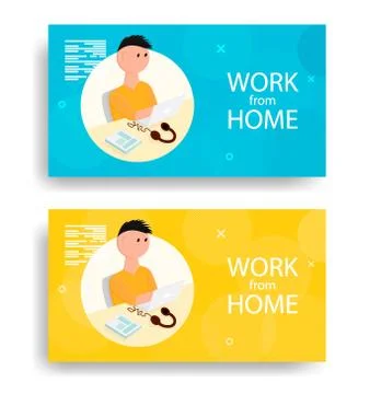 Modern vector illustration on the theme of working from home Stockillustratie