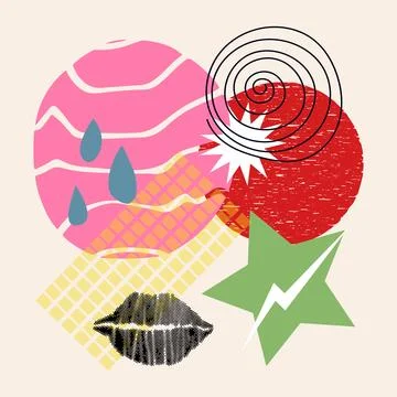 Modern vector illustrations with hand drawn abstract shapes and textures. Trendy Stock Illustration