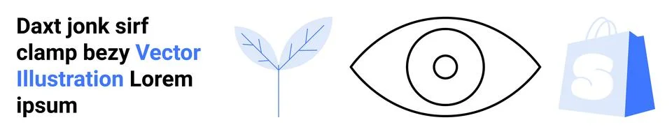 Modern Vector Image with Text Elements, Leaf, Eye Symbol and Shopping Bag 스톡 일러스트