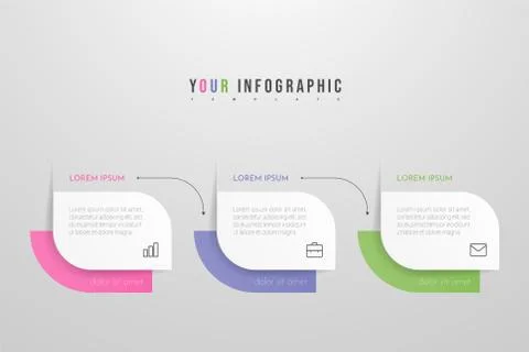Modern vector infographic with 3 steps or processes elements. Stock Illustration