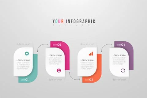 Modern vector infographic with 4 steps or processes elements. イラスト素材