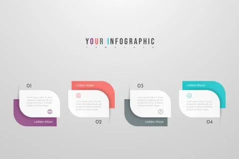 Modern vector infographic with 4 steps or processes elements. Stock Illustration