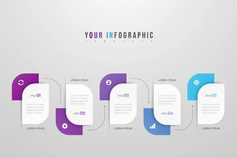 Modern vector infographic with 5 steps or processes elements. Stock Illustration