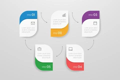 Modern vector infographic with 5 steps or processes elements. Stock Illustration