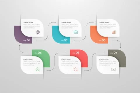 Modern vector infographic with 6 steps or processes elements. イラスト素材
