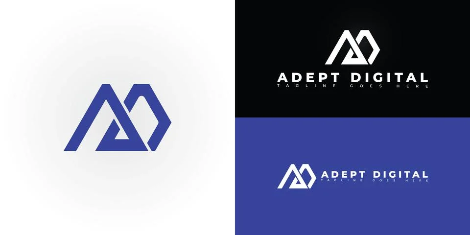 Modern vector initial letter AD or DA logo in blue color Stock Illustration