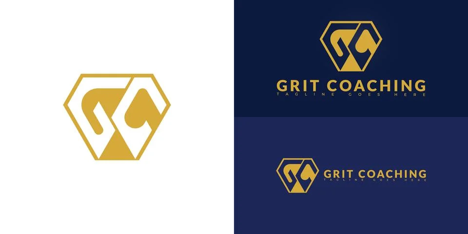 Modern vector initial letter GC or CG logo in gold color Stock Illustration