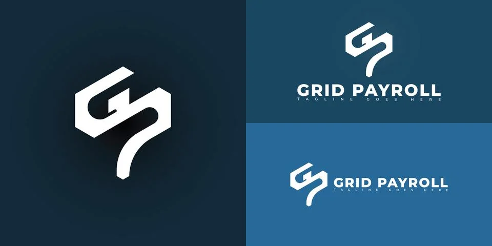 Modern vector initial letter GP or PG logo in white color Illustrazione stock