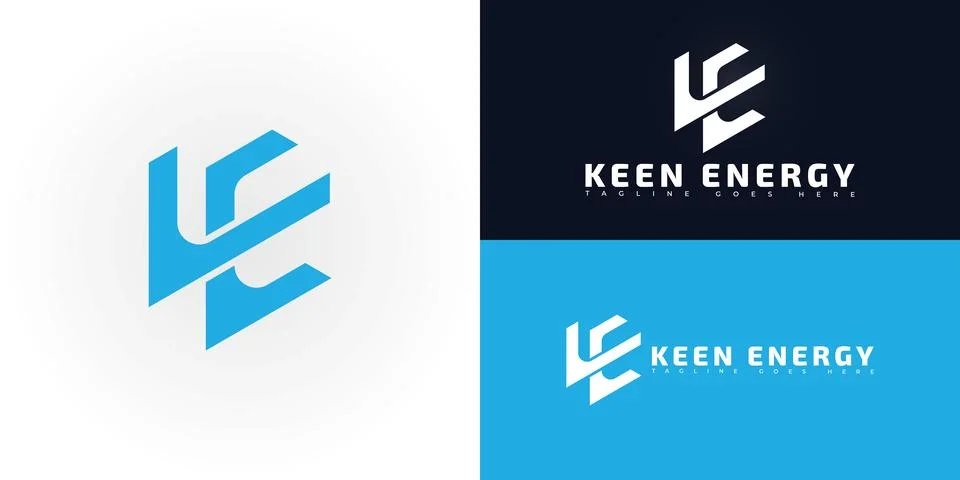 Modern vector initial letter KE or EK logo in blue color Stock Illustration