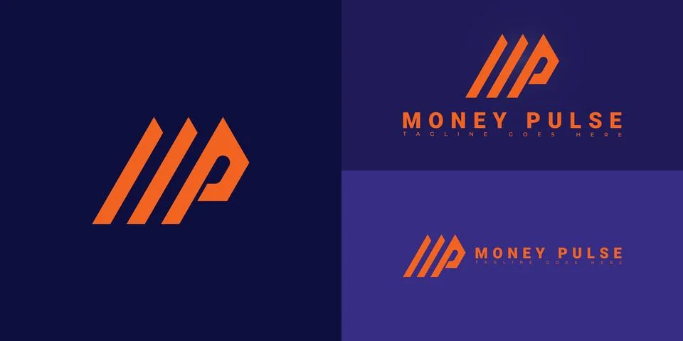 Modern vector initial letter MP or PM logo in orange color Stock Illustration