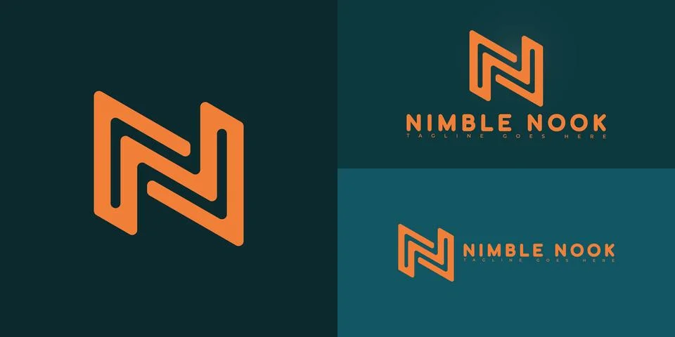 Modern vector initial letter N or NN logo in orange color Stock Illustration