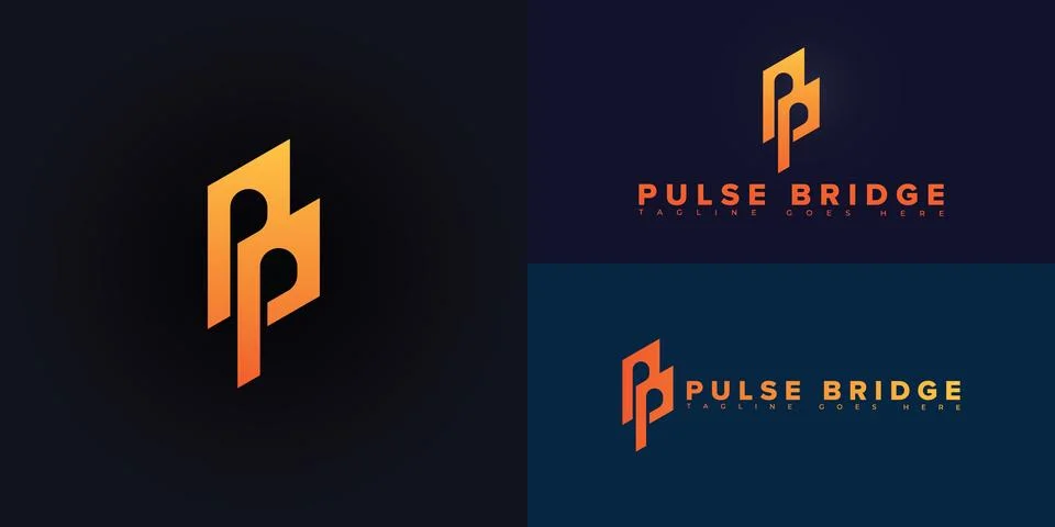 Modern vector initial letter PB or BP in orange color Stock Illustration