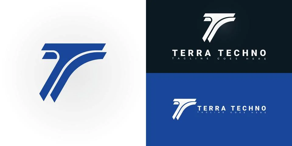 Modern vector initial letter T or TT logo in blue color Stock Illustration