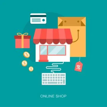 Modern vector on line shop concept illustration Stock Illustration