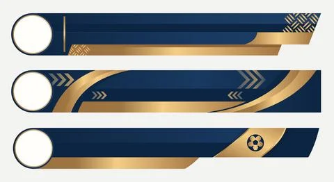 Modern vector lower third template set with dark blue and gold geometric ac.. Ilustração Stock