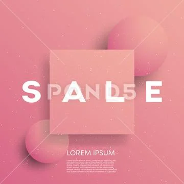 Modern vector sale banner with 3d geometric shape and grainy texture. Poster Stock Illustration