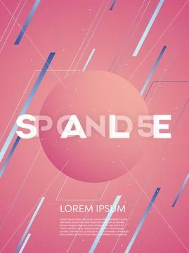 Modern vector sale banner with 3d geometric shape and grainy texture. Poster Stock Illustration