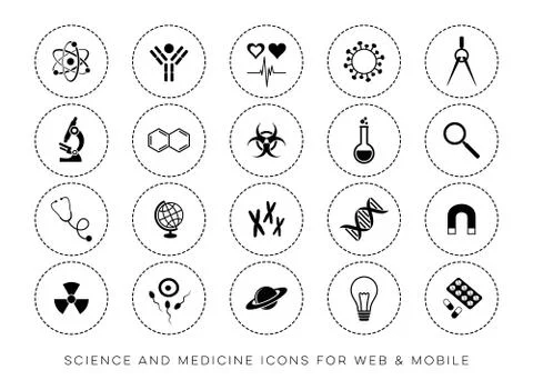 Modern vector scientific website and mobile icons Stock-Illustration