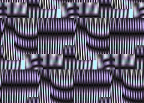 Modern vector seamless pattern with striped abstract shapes. Stock Illustration