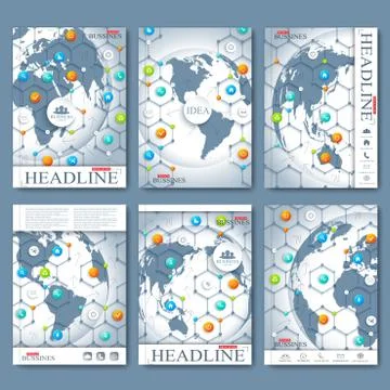Modern vector set of brochures, magazine, flyer, booklet, cover or report in A4 스톡 일러스트