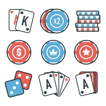 Modern vector set of colorful gambling and casino icons for website or mobi.. Stock Illustration