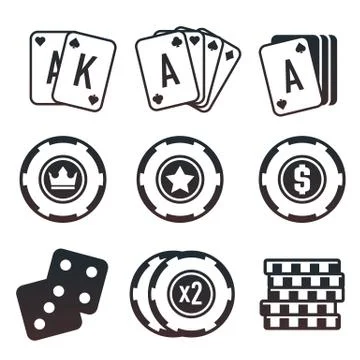 Modern vector set of colorful gambling and casino icons for website or mobi.. Stock Illustration
