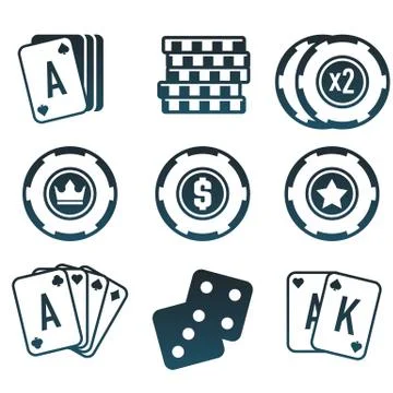 Modern vector set of colorful gambling and casino icons for website or mobi.. Stock Illustration