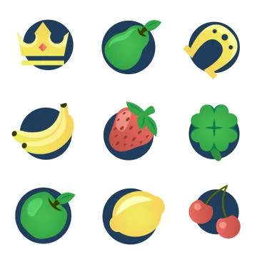 Modern vector set of colorful gambling and casino icons in circle for websi.. Stock Illustration