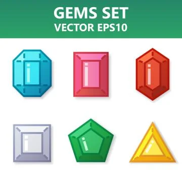 Modern vector set of colorful gems for website or mobile application. Brigh.. Stock Illustration