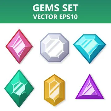 Modern vector set of colorful gems for website or mobile application. Brigh.. Stock Illustration